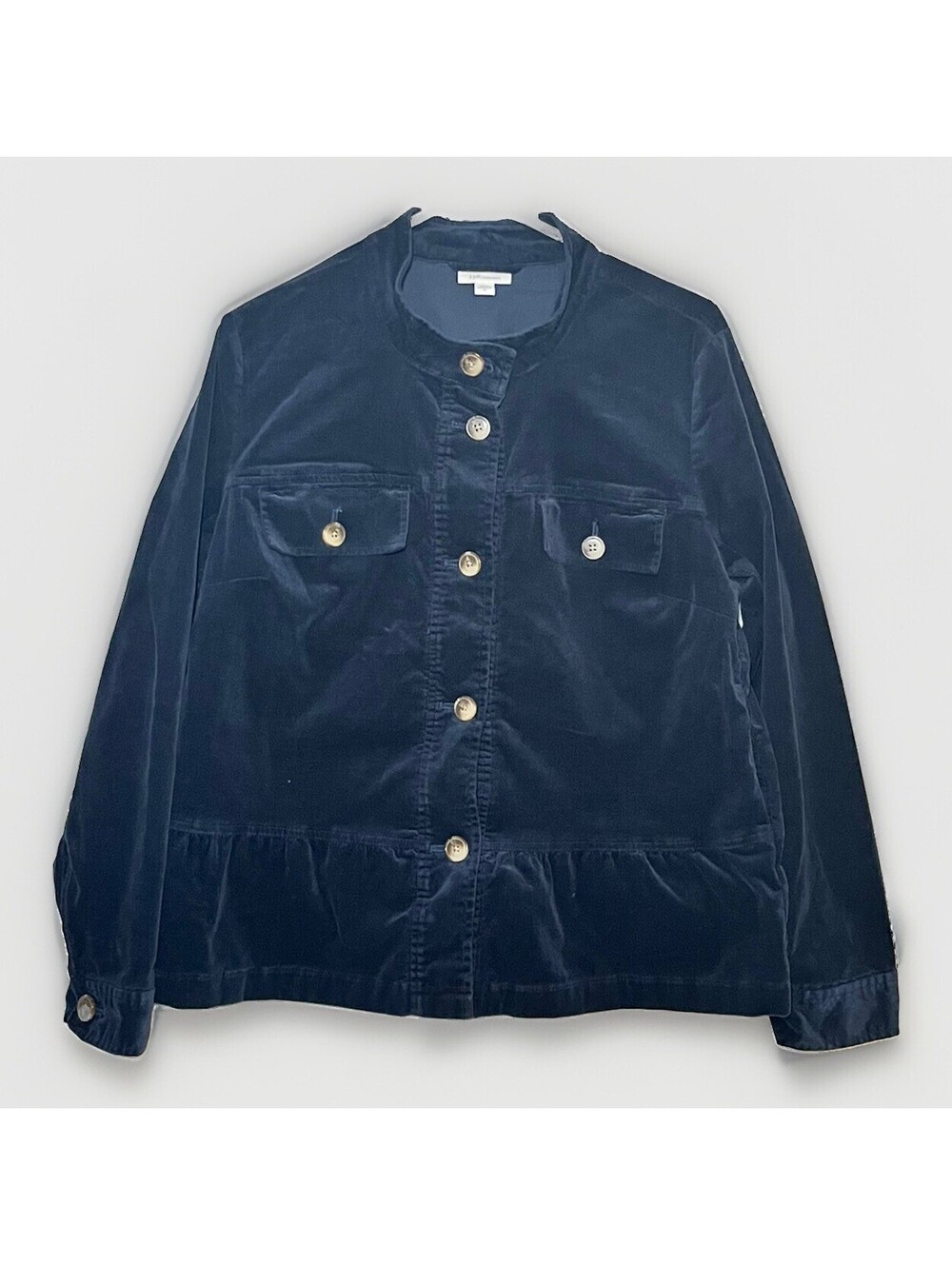 J. Jill Corduroy Jacket Navy Womens Medium New Peplum Utility Mock Neck